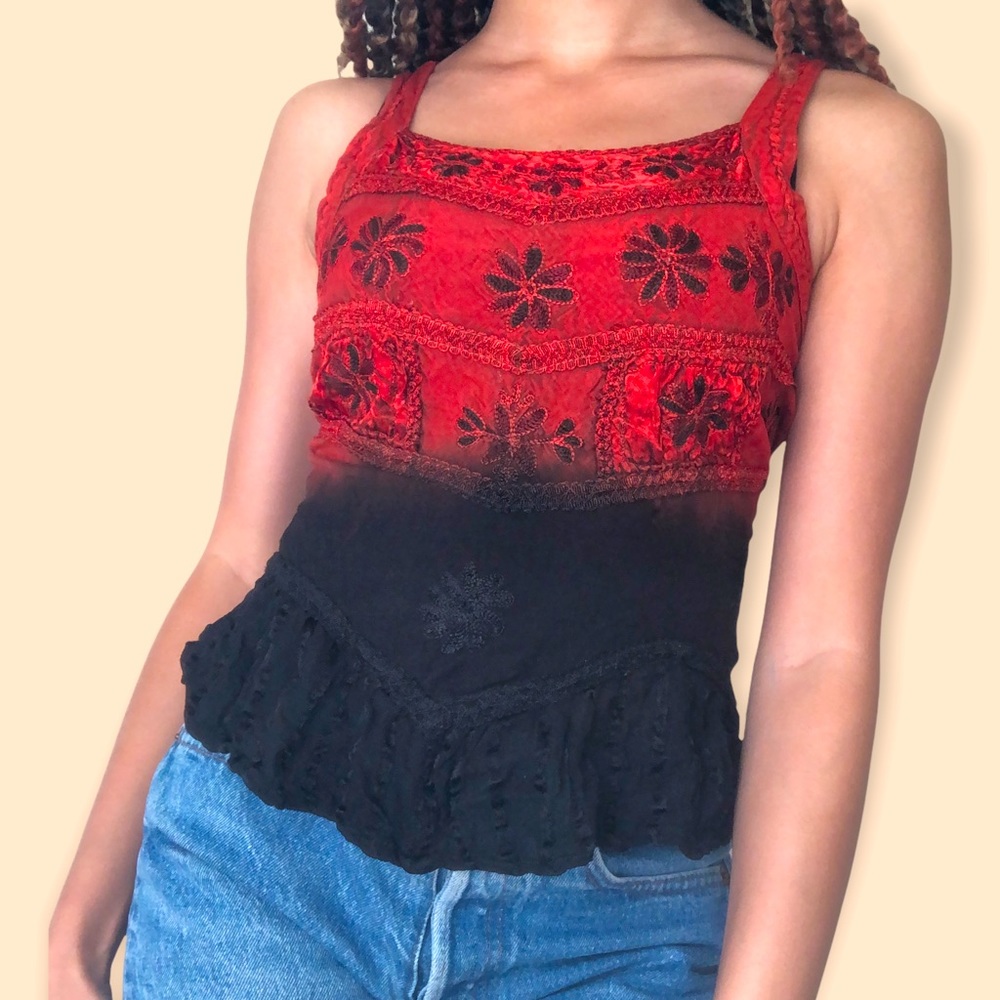 Red and black gradient sleeveless top